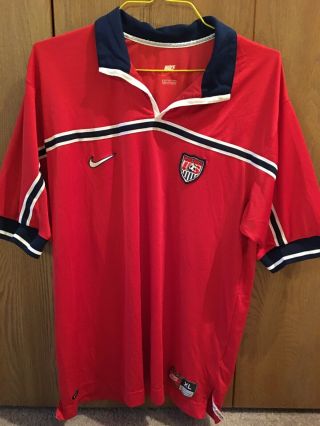Nike Usa 1998 World Cup Soccer Jersey Mens Xl Red Usmnt Red Vintages Dri Fit