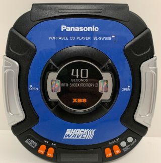 Vintage Panasonic Shockwave Sl - Sw505 Blue Portable Anti Skip Cd Player