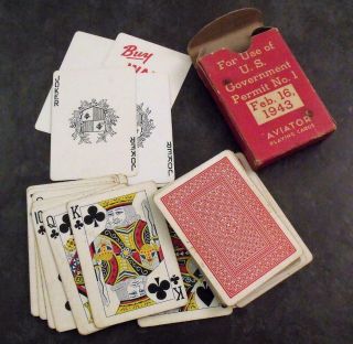 Vintage Ww2 Us Government Aviator Playing Cards American Red Cross Set 1943