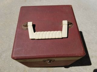 Vintage Wakefield 45 RPM Storage Records Box Carrying Case Bakelite Handle 2