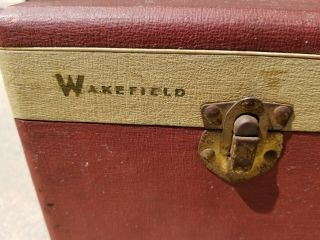 Vintage Wakefield 45 RPM Storage Records Box Carrying Case Bakelite Handle 3