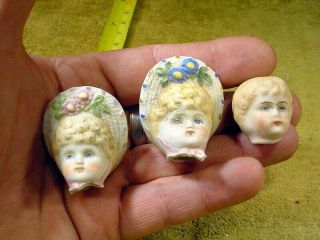 5 x excavated vintage victorian painted bisque doll Head Hertwig age 1890 13248 5