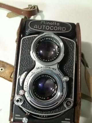 Minolta Autocord L TLR Camera Rokkor 75mm F/3.  5 w/ Case 3