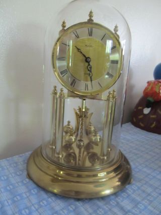 Vintage Quartz Kundo Anniversary Glass Dome Clock Made In Germany Euc 6