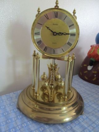 Vintage Quartz Kundo Anniversary Glass Dome Clock Made In Germany Euc 7