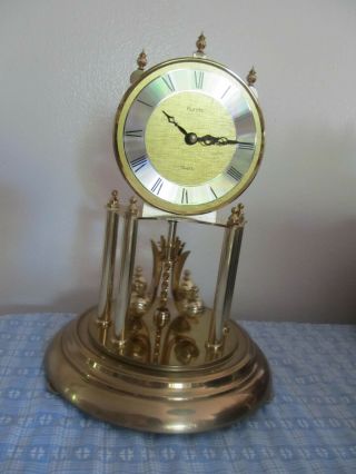 Vintage Quartz Kundo Anniversary Glass Dome Clock Made In Germany Euc 8