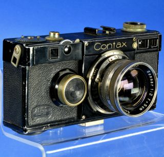 Contax 1 (a) Ver.  2 35mm Rangefinder Camera W 5cm F/2 Zeiss Sonnar Lens & Spool Nr