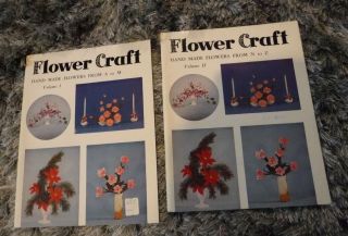 Flower Craft Home Made Flowers From A - M & N - Z 2 Books Vintage 1954 - Crepe,  Wood