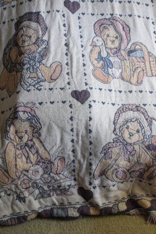 Vintage Cherished Teddies Throw Blanket Afghan 1993 Priscilla Hillman