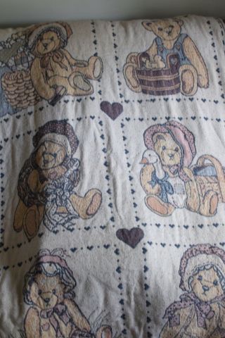Vintage Cherished Teddies Throw Blanket Afghan 1993 Priscilla Hillman 3