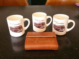Vintage The Executive Motor Home Rv Coffee Mugs Playing Cards Wallet Bridge