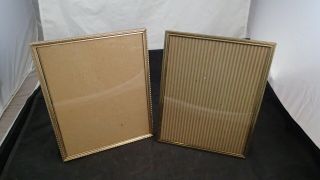 Pair 2 - Vintage Mid - Century Gold Brass Metal Embossed Photo Picture Frame 8x10