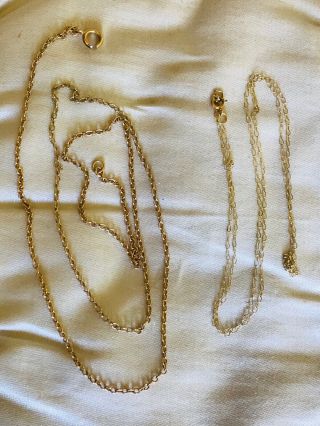 Vintage Jewellery Two 9CT Gold Chains One Needs Clasp Combined Weight 2.  5g 2