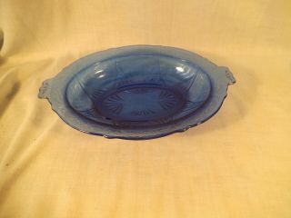 Vintage Blue Royal Lace Oval Vegetable Bowl Hazel Atlas