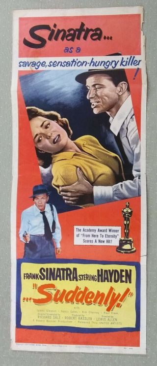 Suddenly Vintage Insert Poster 1954 Frank Sinatra 14x36 Good Cond.
