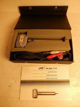 Vintage Jvc M - 201 Electret Condenser Stereo Microphone W/ Box,  Instruc