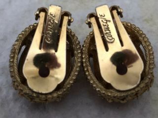 Vintage Hattie Carnegie Signed Clip On Earrings Purple Glass? Cabochon 3