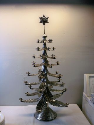Vintage 60s Mexican Metal Tin 40 Candle Christmas Tree