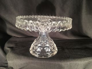 Vintage Fostoria American Clear 2056 Early Round Pedestal Cake Stand W Rum Well