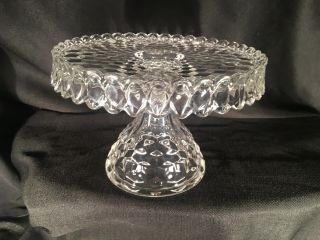 Vintage Fostoria American Clear 2056 Early Round Pedestal Cake Stand W Rum Well 2