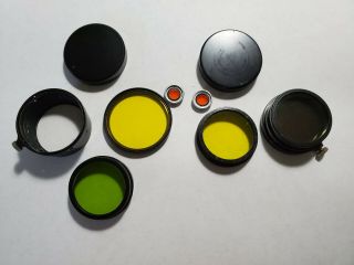 1930 ' s Ernst Leitz Wetzlar 5 Diff Lens Color Filters Plus Lens Caps 2