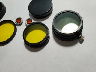 1930 ' s Ernst Leitz Wetzlar 5 Diff Lens Color Filters Plus Lens Caps 3