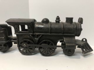 Vintage Cast Iron 3 Pc Train Set 50 Locomotive,  Coal Car And Passenger Car 2