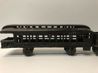 Vintage Cast Iron 3 Pc Train Set 50 Locomotive,  Coal Car And Passenger Car 4