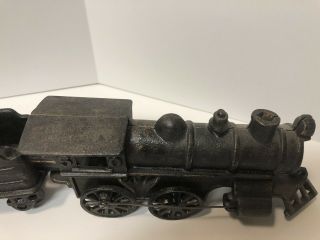 Vintage Cast Iron 3 Pc Train Set 50 Locomotive,  Coal Car And Passenger Car 6