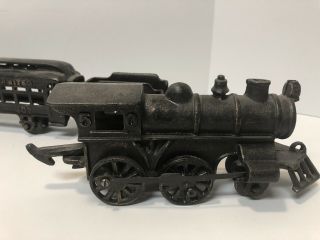 Vintage Cast Iron 3 Pc Train Set 50 Locomotive,  Coal Car And Passenger Car 8