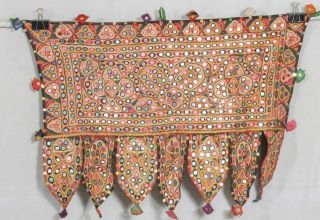 Ethnic Embroidery Rabari Mirror Tribal Tapestry Decor Door Valance Indian Toran