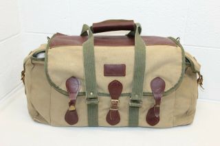 Vintage Orvis Tan Canvas Fishing Tackle Bag Leather Trim Camera Divided Inside