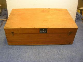 Vintage Unimat Db/sl Mini Lathe - Orig Wood Storage Box W/ Orig Label & Finish