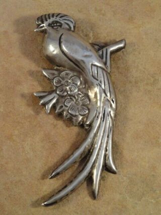 Large Vintage Mexico Mexican Sterling Silver Bird Pin