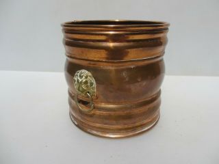 Vintage Copper Trough Tub Planter Plant Pot Antique Round Brass Handles Old Urn