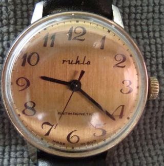 Vintage Ruhla Antimagnetic Watch Made In Gdr Electronically Timed Strap