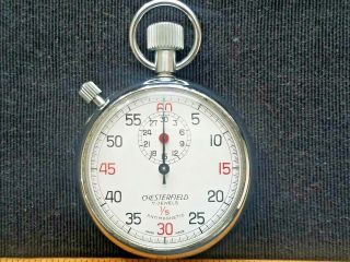 Vintage Swiss Made Chesterfield Antimagnetic 7 Jewels 1/5 Stopwatch.