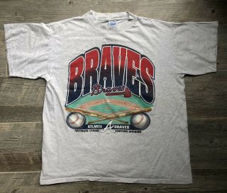Vintage Rare 90s Atlanta Braves Mlb T Shirt Salem Sportswear Large