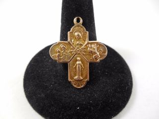 Vintage Solid Gold 10k I Am A Catholic Cross Pendant Charm 3.  6g