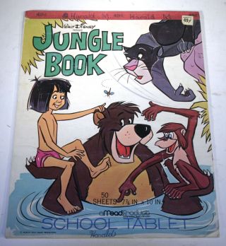 Vintage 1966 Jungle Book School Tablet Paper Walt Disney