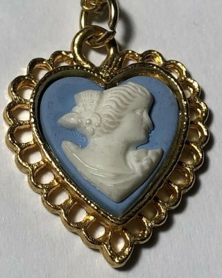 Vintage Victorian Revival Carved Shell Cameo Lady Gold D Mark Necklace Pendant