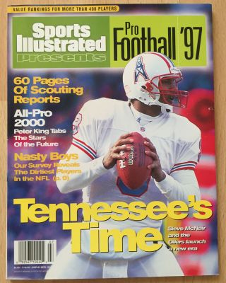 Vintage 1997 Sports Illustrated Pro Football Preview Steve Mcnair Oilers Titans