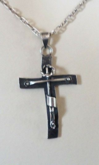 Vintage Crucifix Necklace Pendant Sterling Eagle Stamp 925 Taxco Great Gift