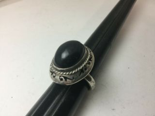 Vintage Mexico 925 Sterling Silver Large Black Oynx Ring Size 9