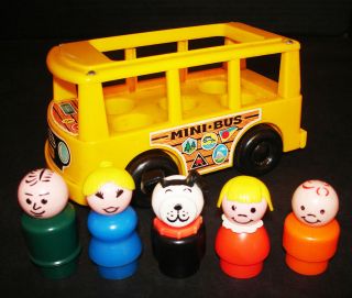 Vintage Fisher - Price Little People Play Family Yellow Mini School Bus A