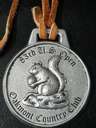 Vintage 1983 US Open Pewter Leather Golf Bag Tag Oakmont Country Club 2