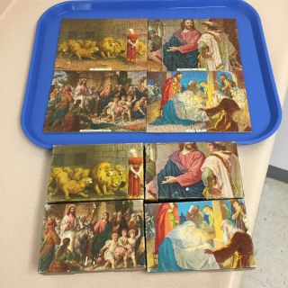Complete Set Of 4 Vintage Tuco Puzzle The Birth Of Christ From Painting Ar17