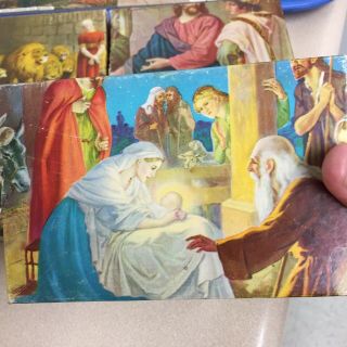 Complete Set Of 4 Vintage TUCO Puzzle THE BIRTH OF CHRIST From Painting AR17 3