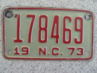 1973 North Carolina Nc Motorcycle License Plate Tag,  Vintage,  178469,
