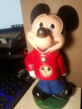 Vintage 1970s Mickey Mouse Club Coin Bank Disney By Play Pal Plastics